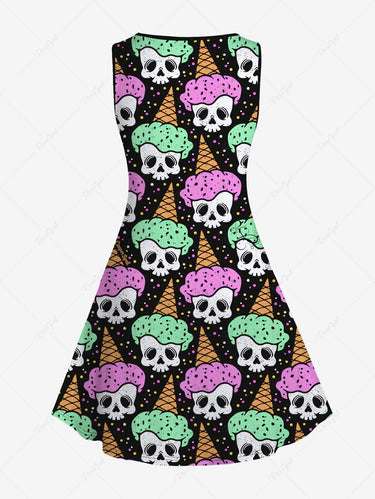 💗Lauren Loves💗Gothic Plus Size 3D Print Sleeveless A Line Dress