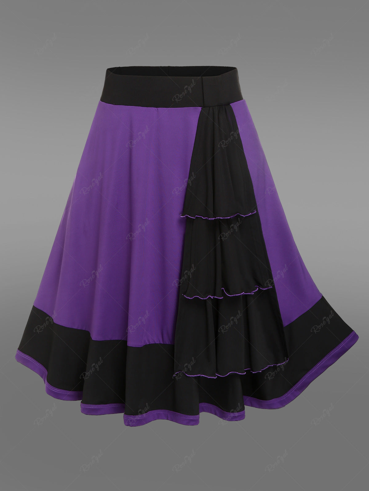 Gothic Colorblock Layered A Line Midi Skirt