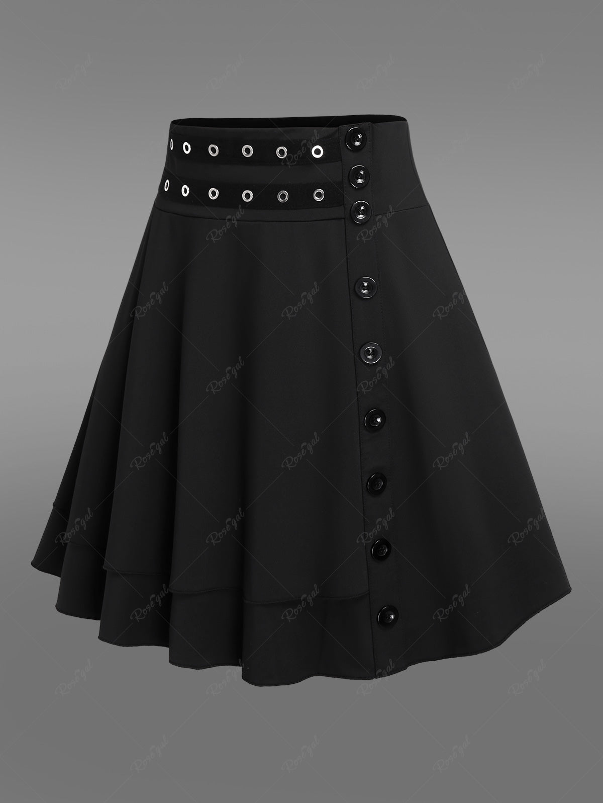 Gothic Grommets Buttoned Skater Skirt – Rgothic