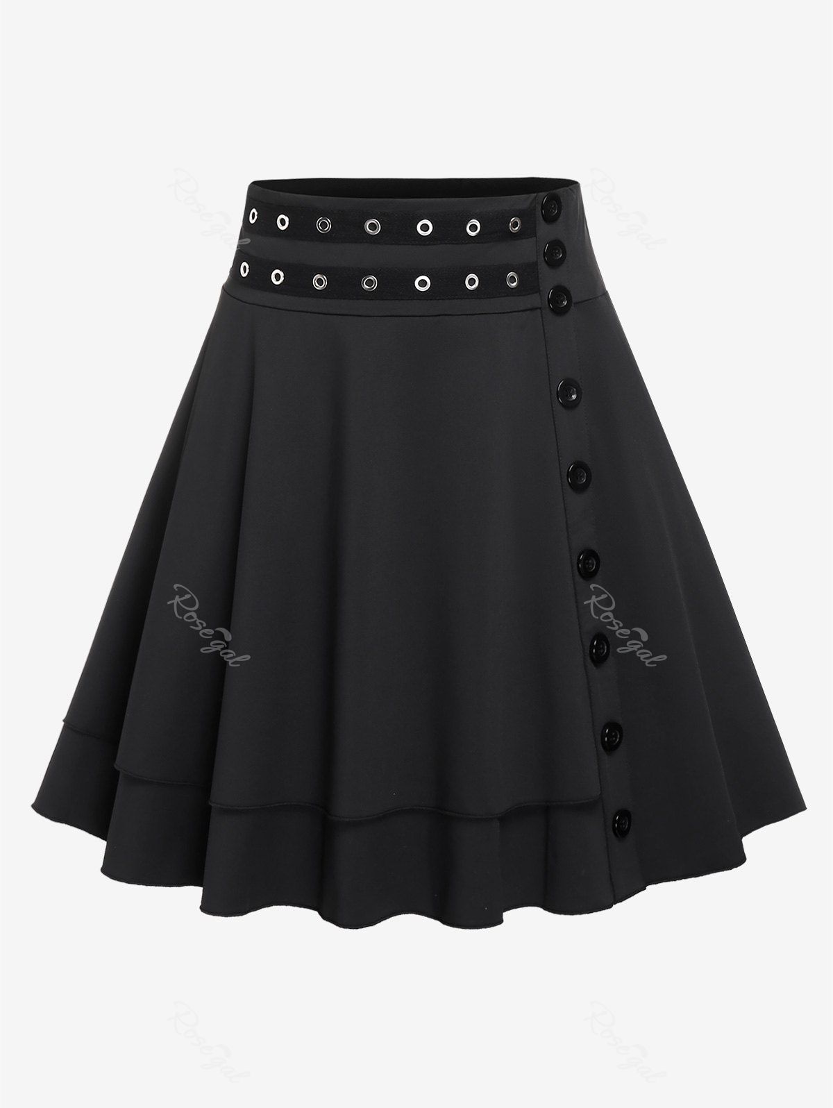 Gothic Grommets Buttoned Skater Skirt – Rgothic