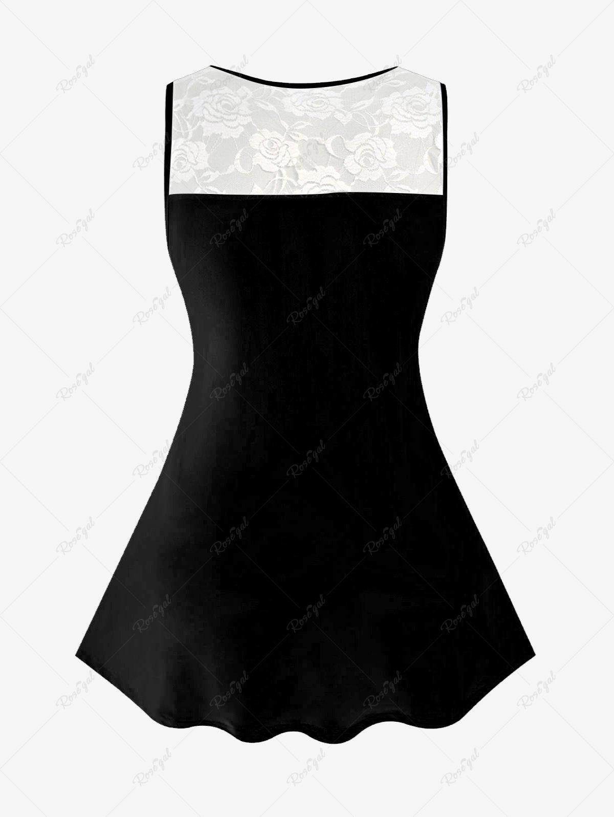 💗Tabbytragedy Loves💗 Gothic 3D Print Lace Panel Sleeveless Top