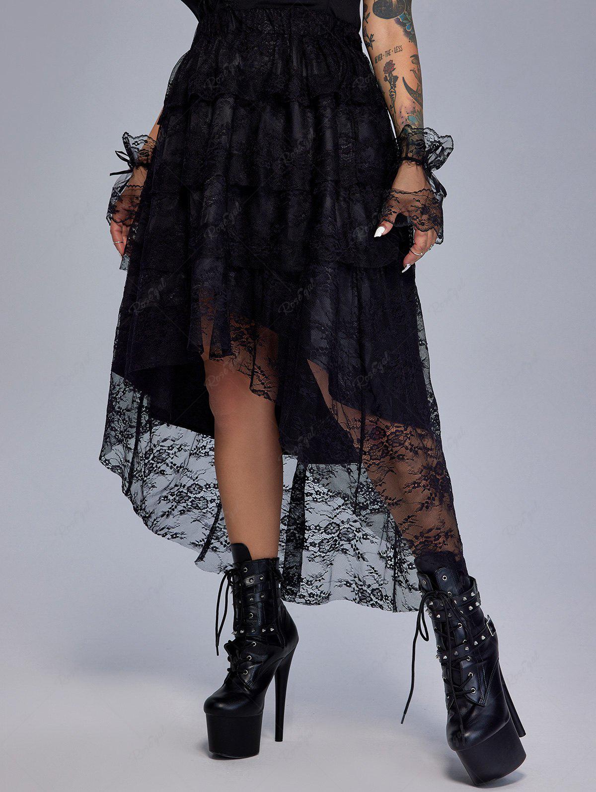 💗Chiara Loves💗 Gothic Layered Lace High Low Maxi Skirt