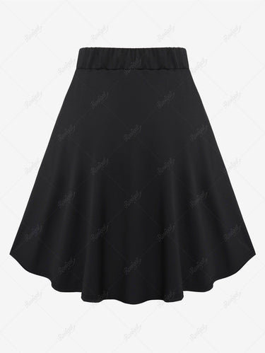 Gothic Plus Size Colorblock A Line Midi Skirt