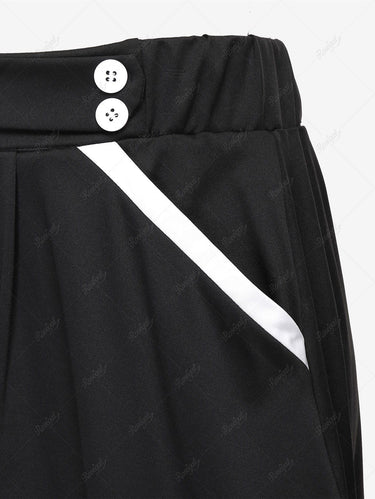 Gothic Plus Size Colorblock A Line Midi Skirt