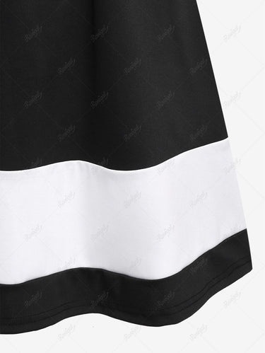 Gothic Plus Size Colorblock A Line Midi Skirt
