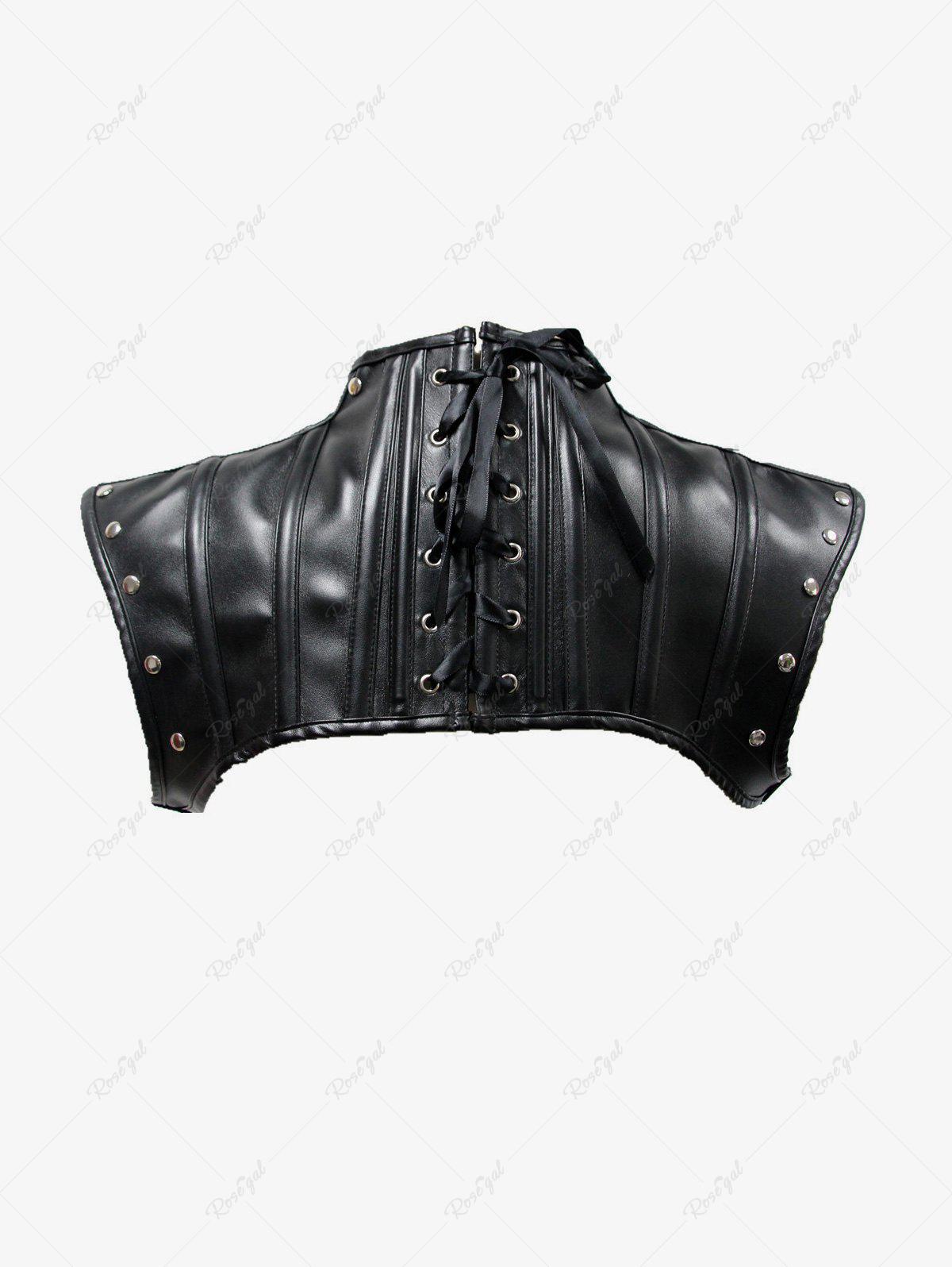 💗Dvorah Loves💗 Gothic Steampunk Lace Up PU Leather Rivets Shrug Bolero Collar