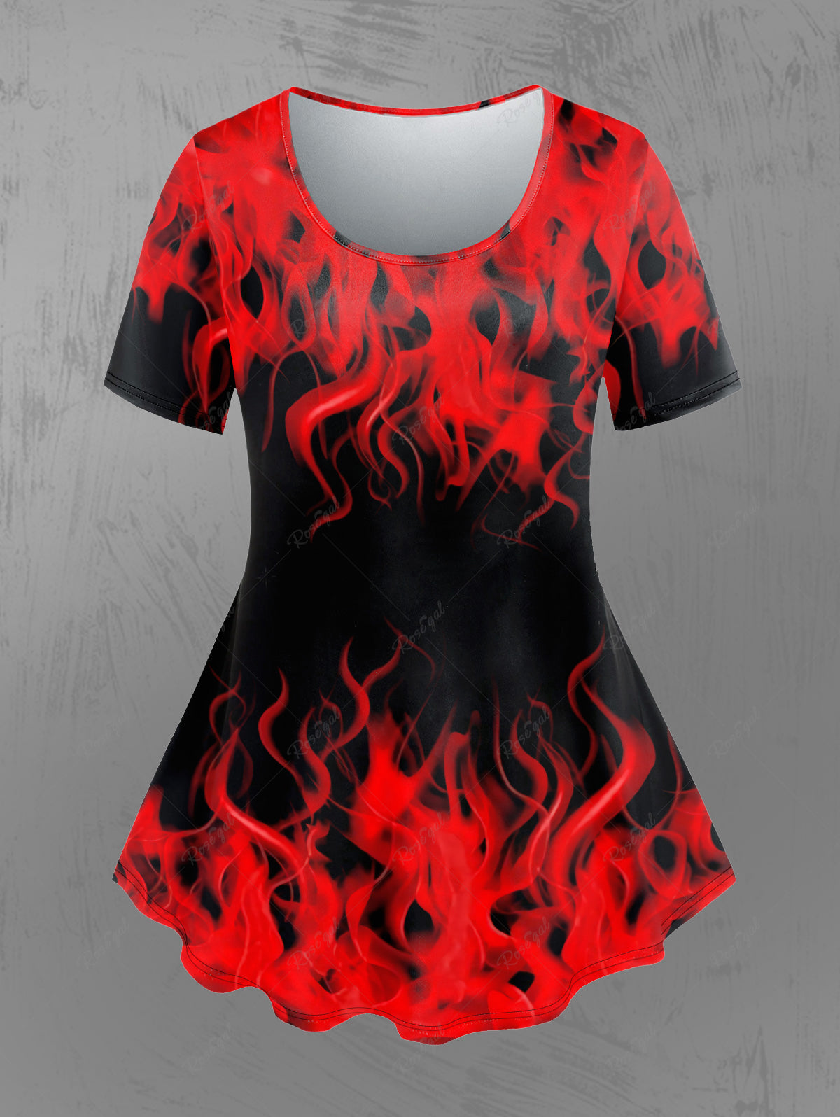 Gothic 3D Flame Print Short Sleeve T-Shirt