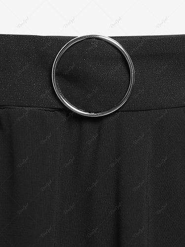 Gothic Plus Size Asymmetric Chiffon Pull On Midi Skirt