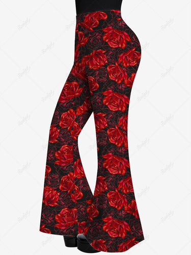 💗Lauren Loves💗Gothic Plus Size Flower Print Flare Pants