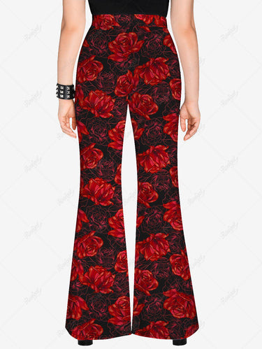 💗Lauren Loves💗Gothic Plus Size Flower Print Flare Pants