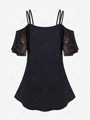 Gothic Plus Size Cold Shoulder T-shirt