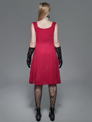 💗Lauren Loves💗Gothic Plus Size Grommets Two Tone Lace-up Ruched Layered Tank Dress