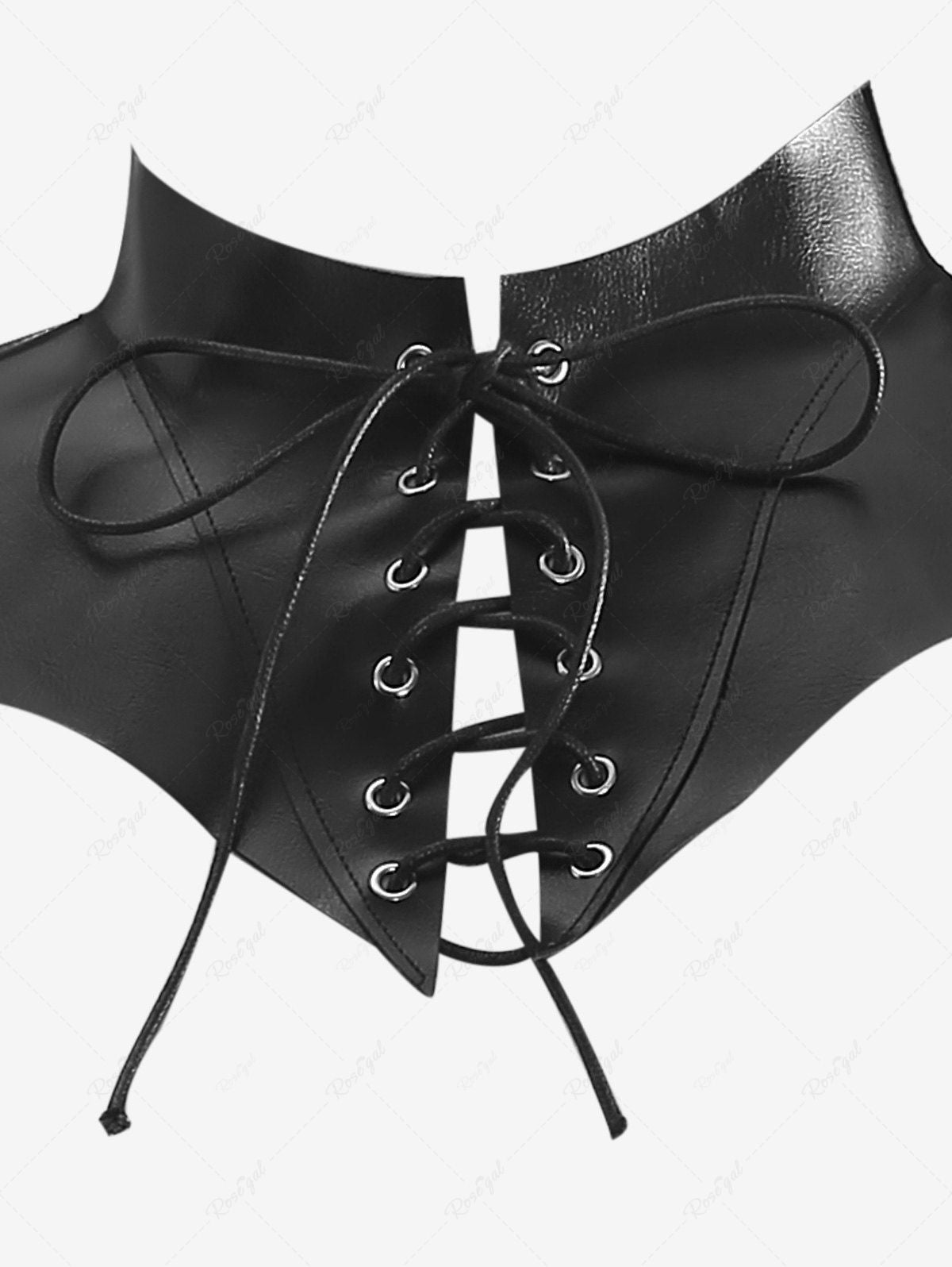 Gothic Lace Up PU Leather Asymmetrical Cape Cloak Bolero Collar Top