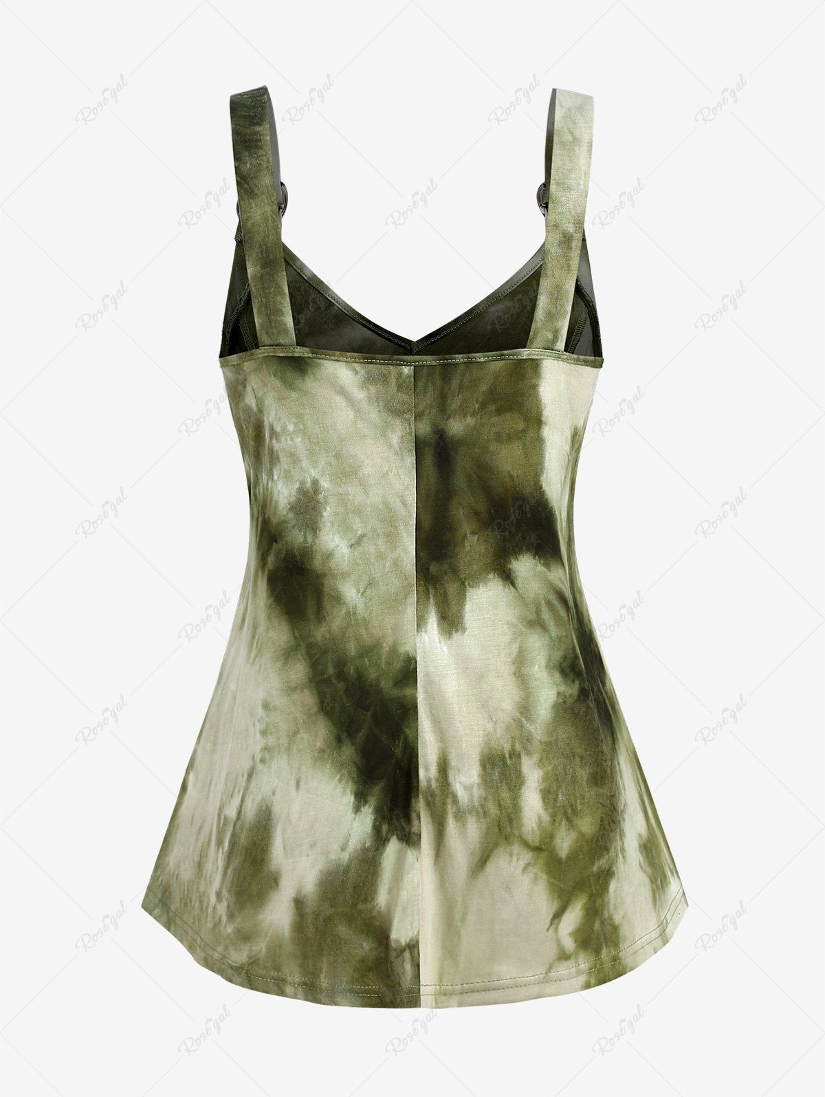 Gothic Tie Dye Heart Buckle Grommet Ruched Tank Top