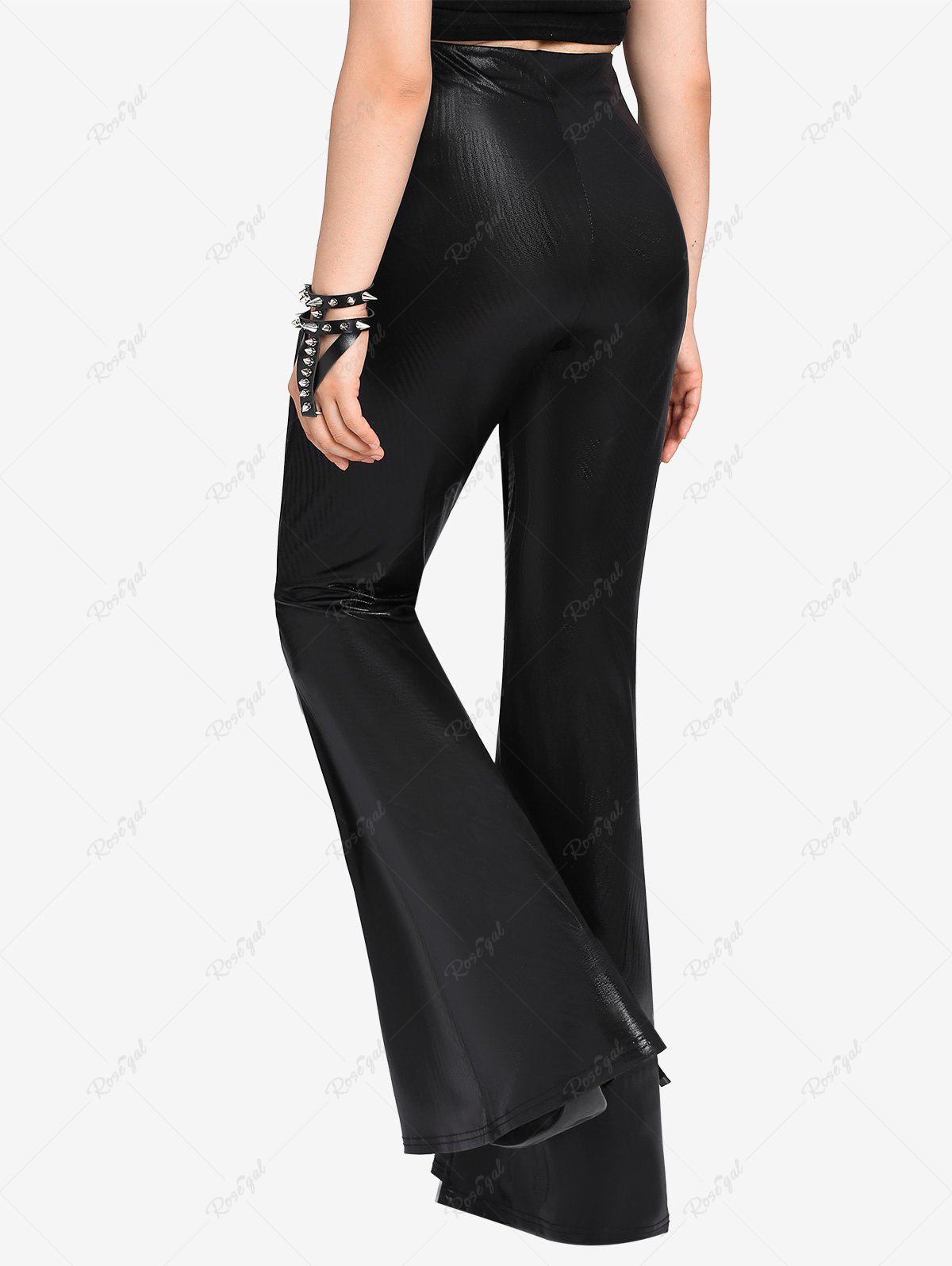 Gothic Metallic Cinched Ruched Flare Pants