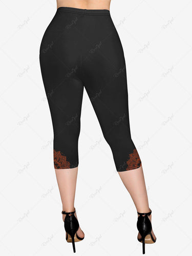 Gothic Plus Size Paisley Print Pockets Capri Leggings