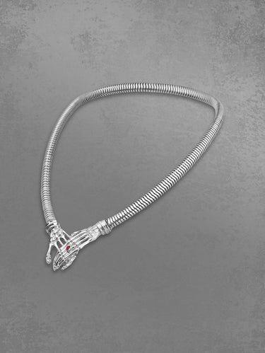 Gothic Punk Faux Gemstone Skeleton Hand Shape Chunky Pendant Necklace