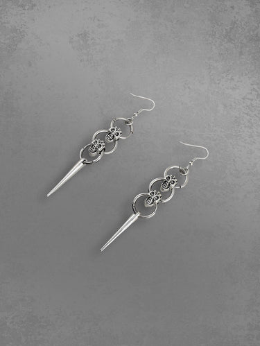 Gothic Skulls O-Ring Stud Layered Halloween Drop Earrings