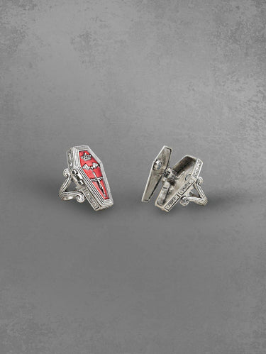 Vintage Cross Bat Crown Gothic Coffin Shaped Ring