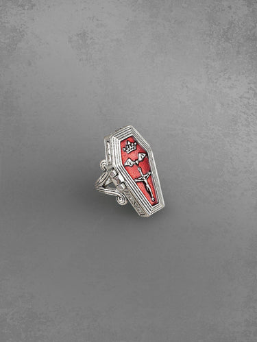 Vintage Cross Bat Crown Gothic Coffin Shaped Ring