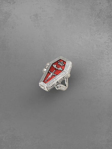 Vintage Cross Bat Crown Gothic Coffin Shaped Ring