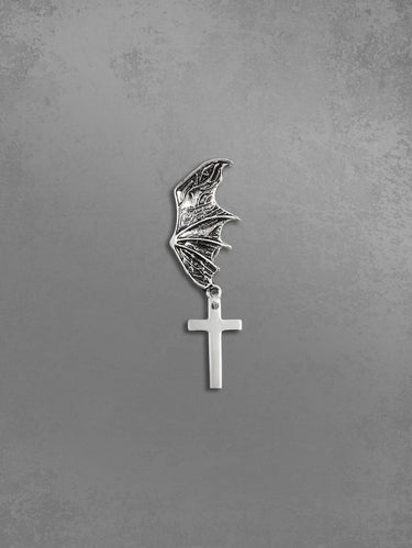 Gothic Vintage Cross Bat Wing Breastpin