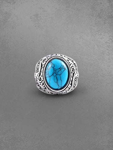 Gothic Floral Carved Faux Gemstone Vintage Ring