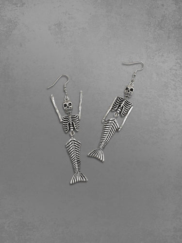 Gothic Fish Bone Shaped Drop Earrings