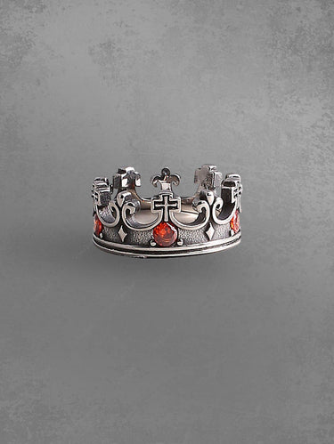 Gothic Vintage Crown Vampire Ruby Ring