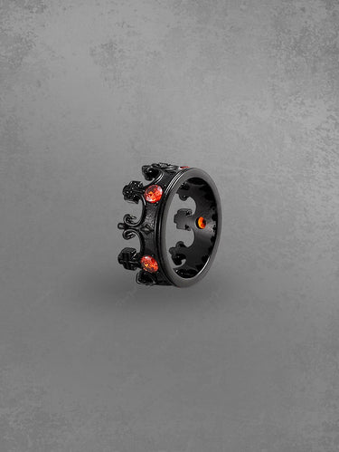 Gothic Vintage Crown Vampire Ruby Ring