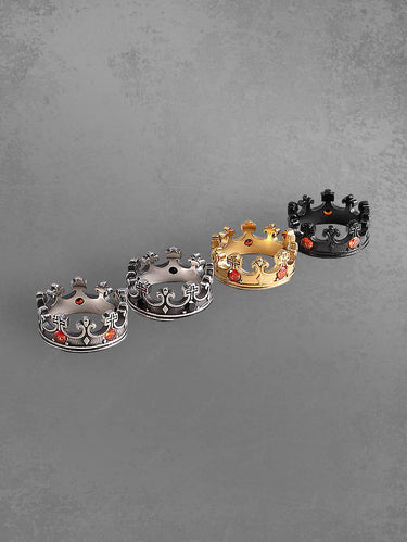 Gothic Vintage Crown Vampire Ruby Ring