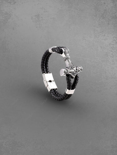 Cross Vintage Leather Braided Bracelet