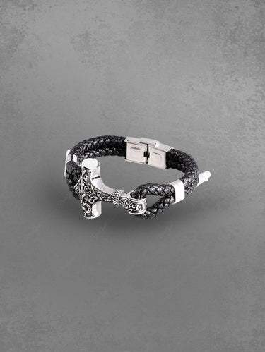 Cross Vintage Leather Braided Bracelet