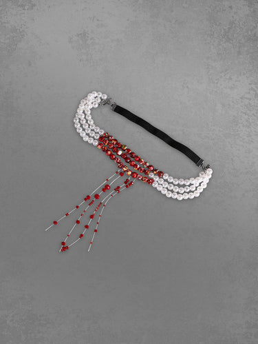 Gothic Faux Bloody Pearl Tassel Leg Chains