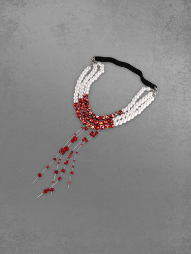 Gothic Faux Bloody Pearl Tassel Leg Chains