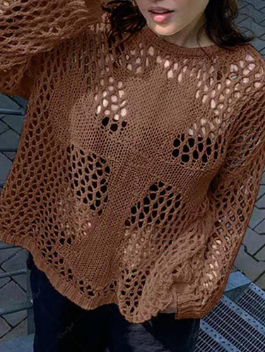 Gothic Crochet Cross Knit Fishnet Sweater