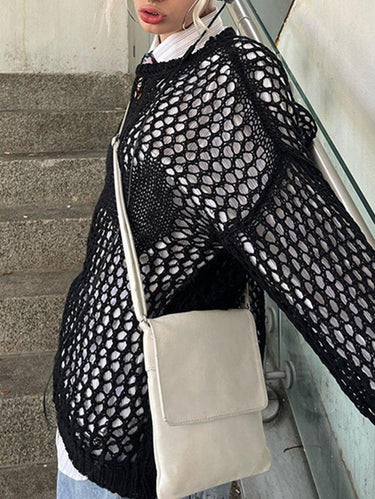 Gothic Crochet Cross Knit Fishnet Sweater