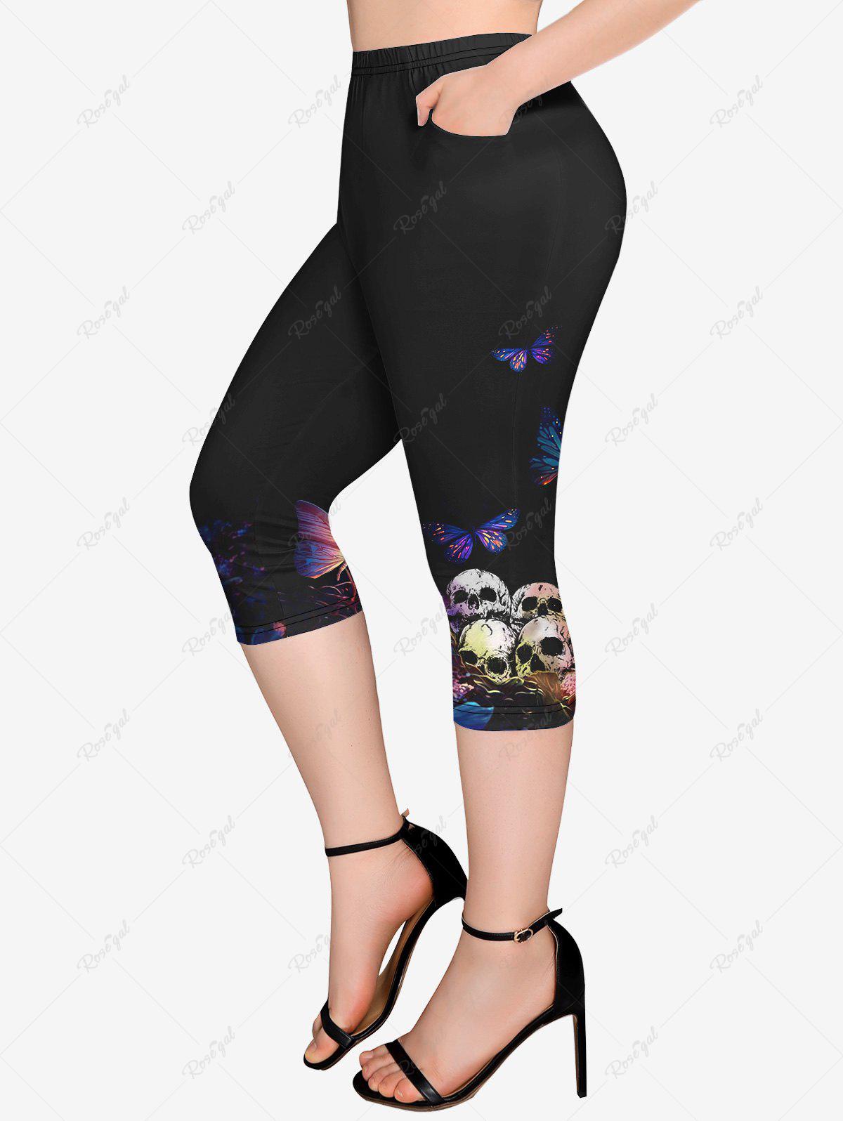 💗Jessica Loves💗 Gothic 3D Printed Pockets Capri Leggings