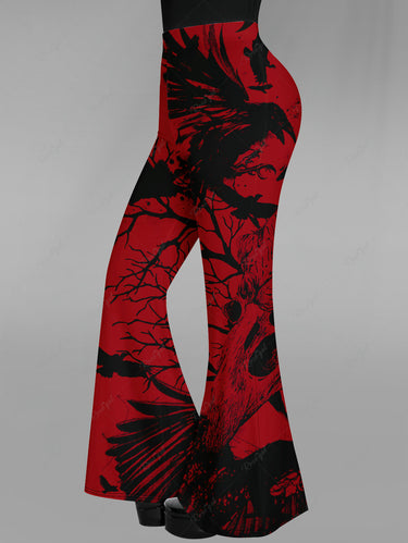 💗Stephanie Loves💗 Gothic Plus Size Eagle Branch Print Flare Pants