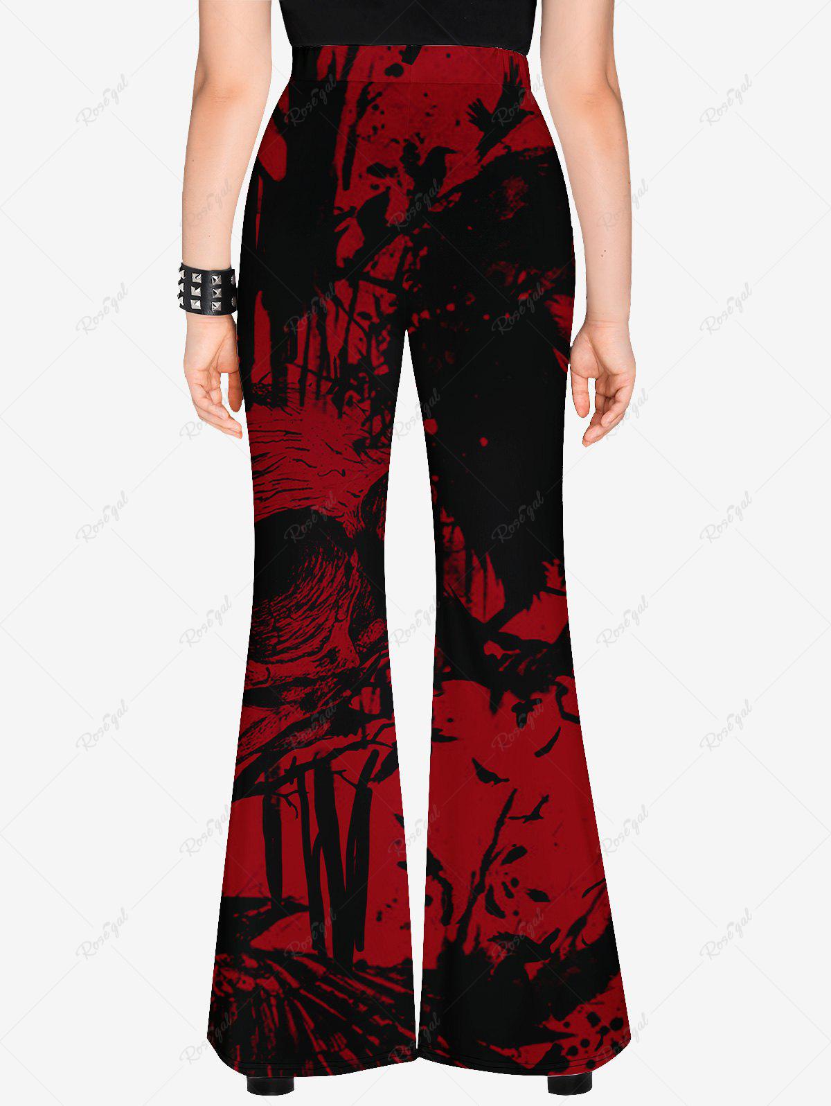 💗Stephanie Loves💗 Gothic Eagle Branch Print Flare Pants