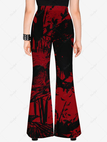 💗Stephanie Loves💗 Gothic Plus Size Eagle Branch Print Flare Pants