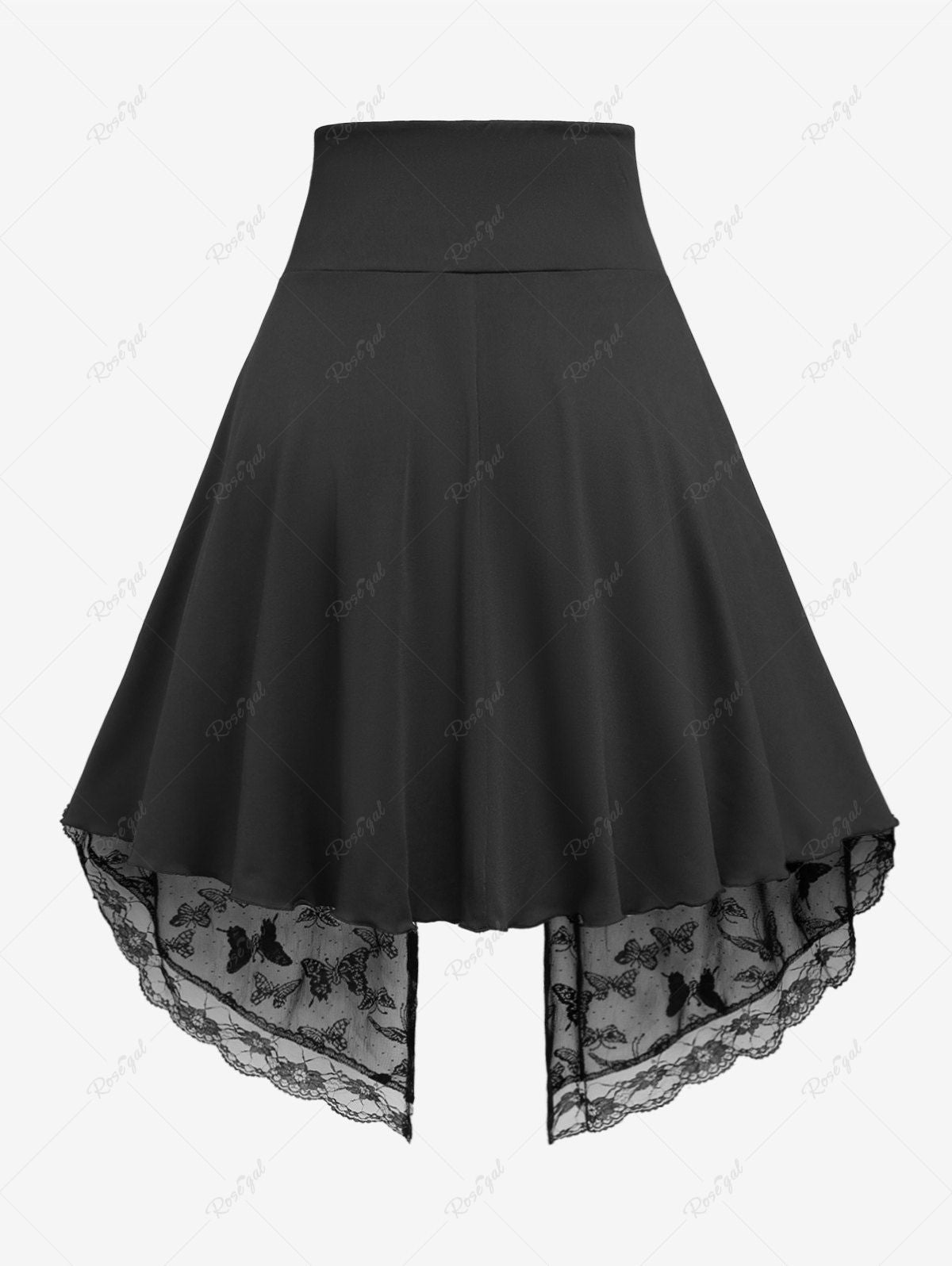 Gothic Butterfly Flower Mesh Layered Lace Up Skirt