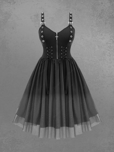 Gothic D-ring Buckle Cross Zipper Lace Up Mesh Ombre Ruched Layered Dr Rgothic Gothic D-ring Buckle Cross Zipper Lace Up Mesh Ombre Ruched Layered Dr Rgothic