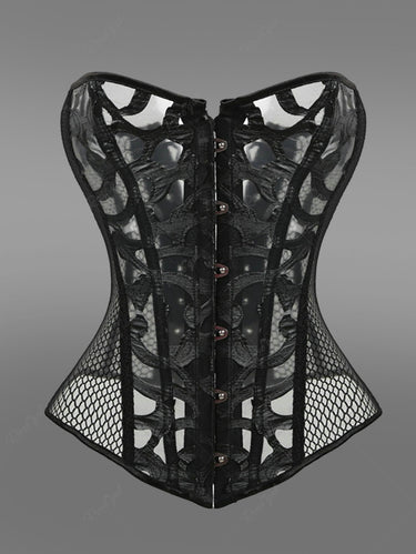 Gothic Button Fishnet Lace Up Corset