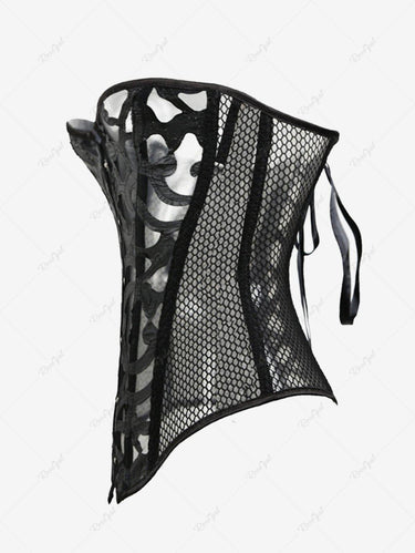 Gothic Button Fishnet Lace Up Corset