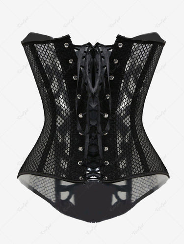 Gothic Button Fishnet Lace Up Corset