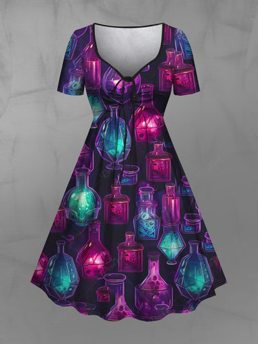 💗Stephanie Loves💗 Gothic Plus Size 3D Print Cinched Dress