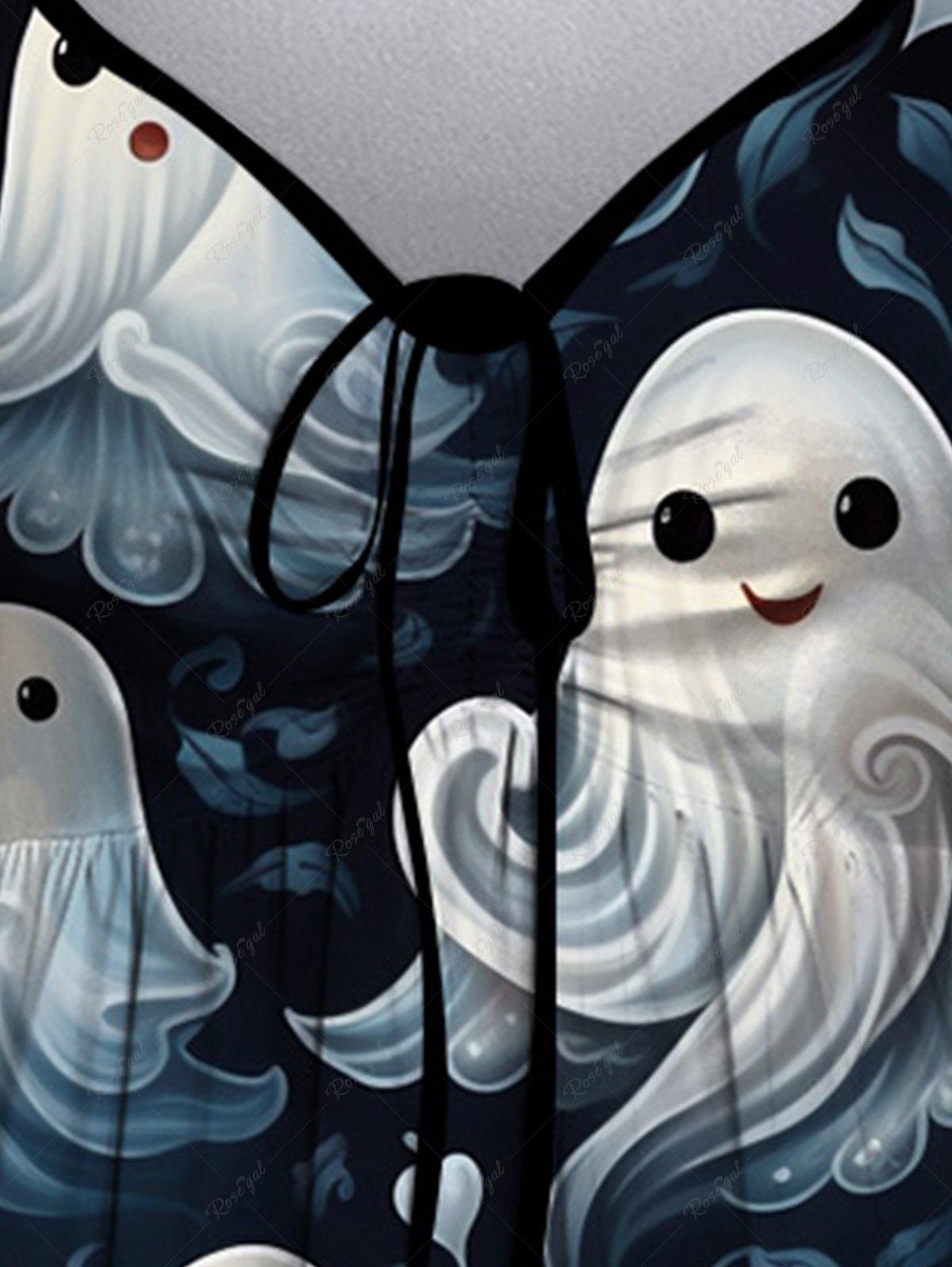 💗Stephanie Loves💗 Gothic Halloween Cute Ghost Cloud Print Cinched Dress