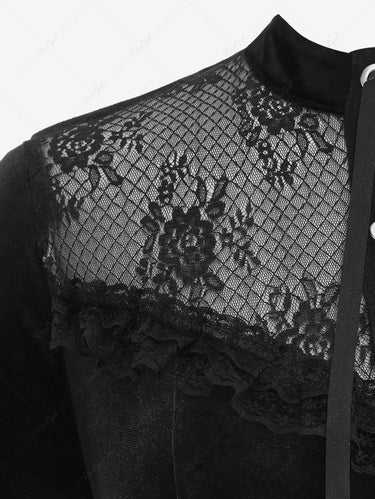 Gothic Plus Size Floral Lace Panel PU Lace-up Ruched Corset Dress(3 Days Delivery)