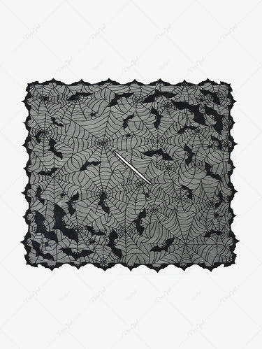 Halloween Costume Gothic Plus Size Bat Spider Web Graphic Mesh Asymmetric Poncho Cloak Cape